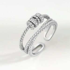 Silver twisted fidget ring
